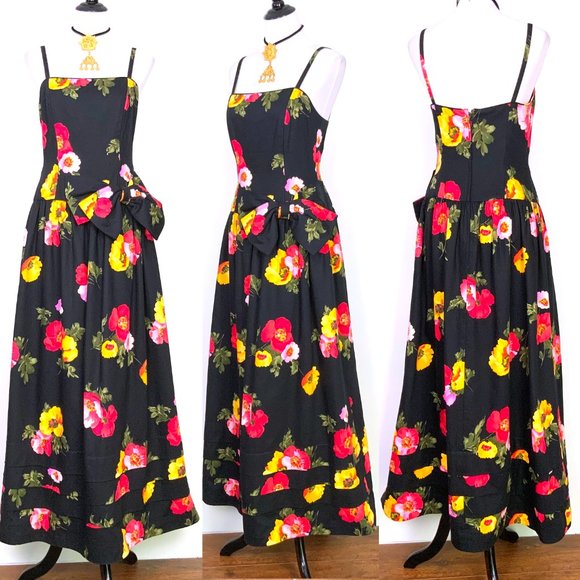 Albert Nipon Dresses & Skirts - Vintage Nipon Night Floral Maxi Cotton Gown Dress Size 10 (6-8)